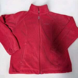 Columbia Pink High Collar Zip Up Fleece Jacket with Pockets Women's Size Large